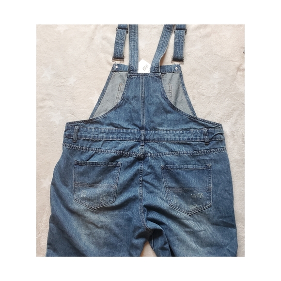New City chic denim overalls jean over it all cotton size 14 boyfriend fit - Picture 12 of 13